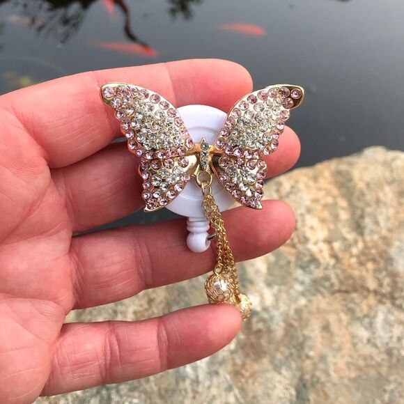 Austrian Crystal Swan & Butterfly Badge Holder - Picture 4 of 15